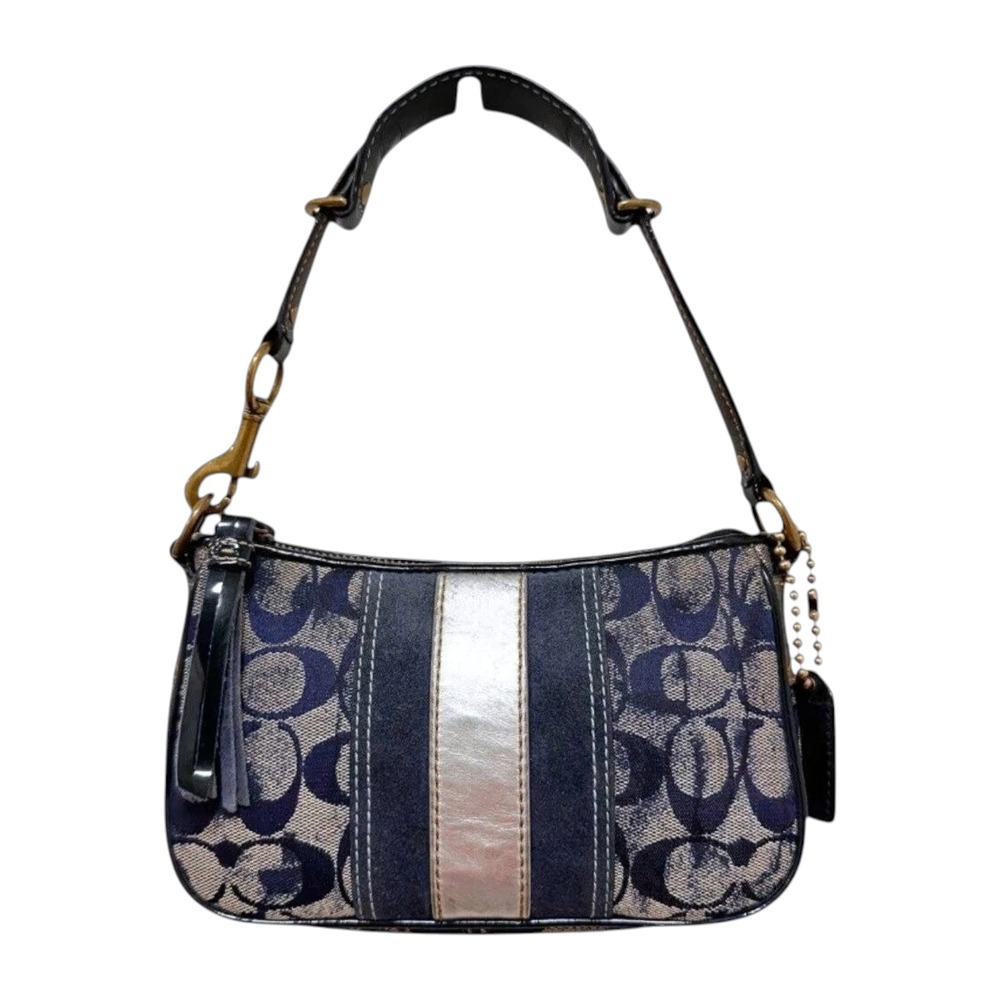 Coach Signature Denim Tie-Dye Patchwork Shoulder Demi Bag‎ Blue 2182